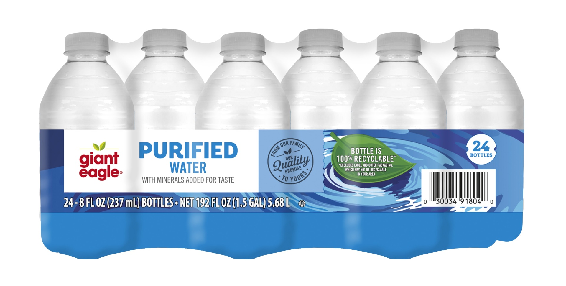 slide 1 of 1, Giant Eagle Purified Water Bottles - 192 oz, 192 oz