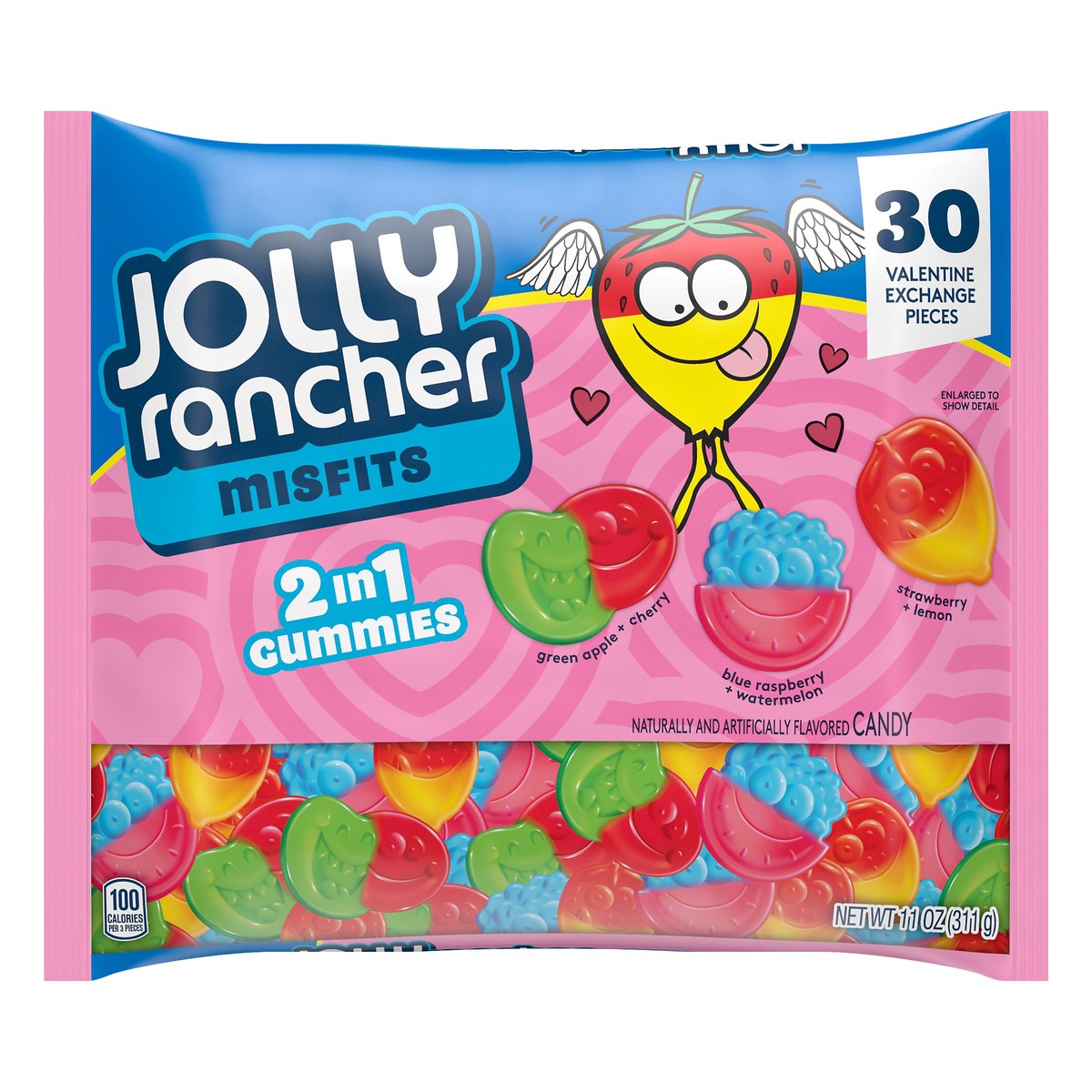 slide 1 of 3, Jolly Rancher Assorted Flavor Misfits 2In1 Gummies, 30 ct