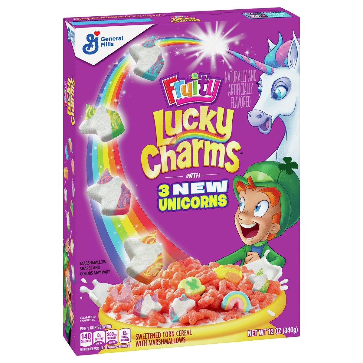 slide 2 of 7, Lucky Charms 3 Unicorns Sweetened with Marshmallows Corn Cereal 12 oz, 21.2 oz