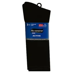 No Nonsense Men's Black Crew Sock