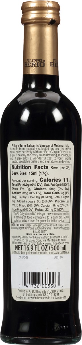 slide 5 of 9, Filippo Berio Balsamic Vinegar of Modena 16.9 fl oz, 16.9 fl oz