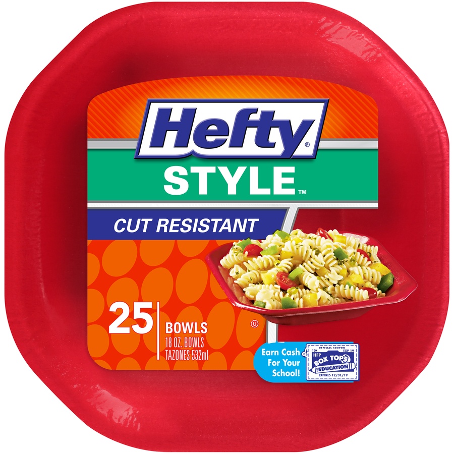 slide 1 of 4, Hefty Style Cut Resistant 18 oz. Foam Bowls, 25 ct