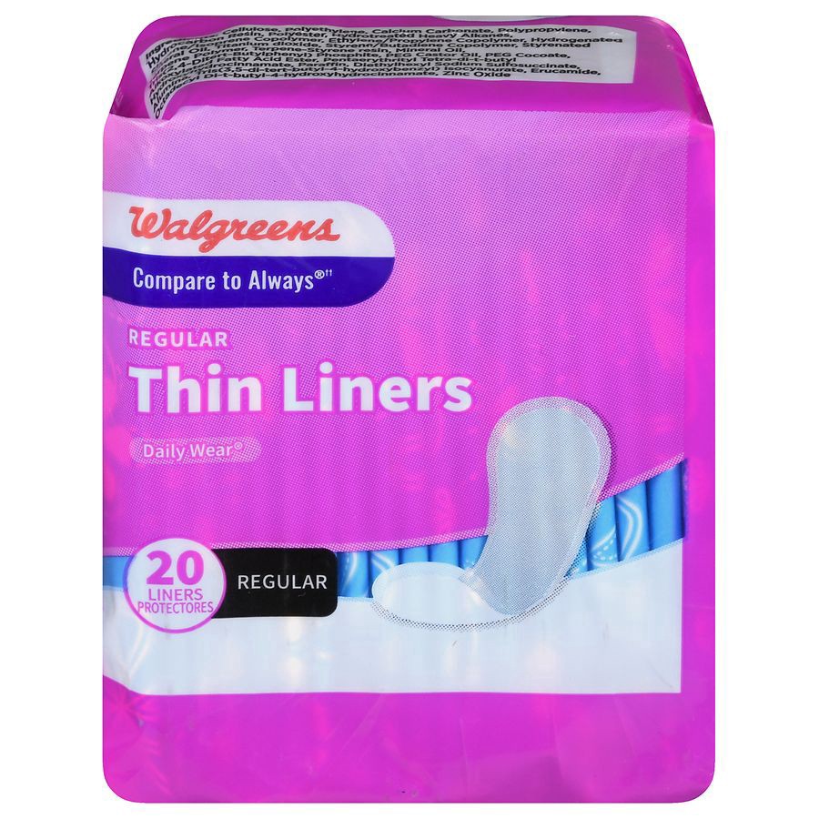 slide 1 of 5, Walgreens Pantiliner Thin Regular Unscented, 20 ct