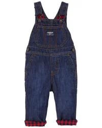 Oshkosh Baby Buffalo Plaid-Lined Overalls Dark Wash 6M