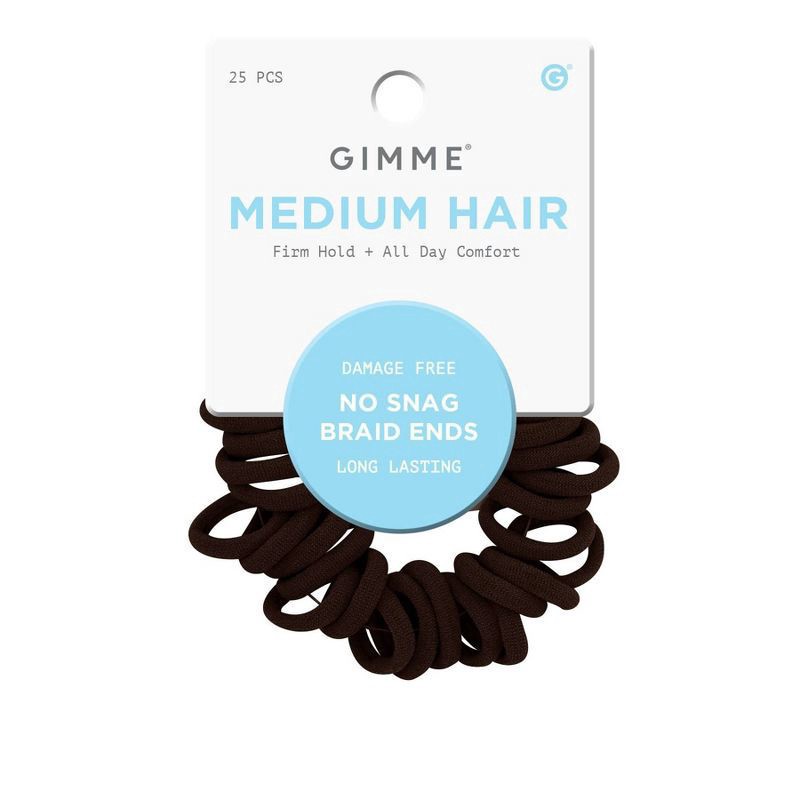 slide 1 of 3, Gimme Beauty Medium Braid Ends Hair Band - 25pk - Dark Brown, 25 ct