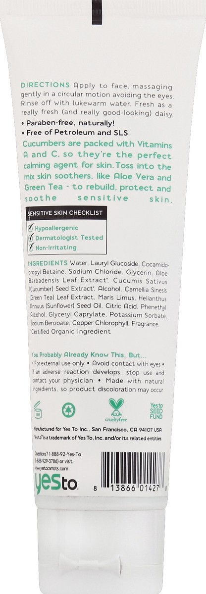 slide 3 of 3, Yes to Cucumbers Sensitive Skin Daily Gel Cleanser, 3.38 oz