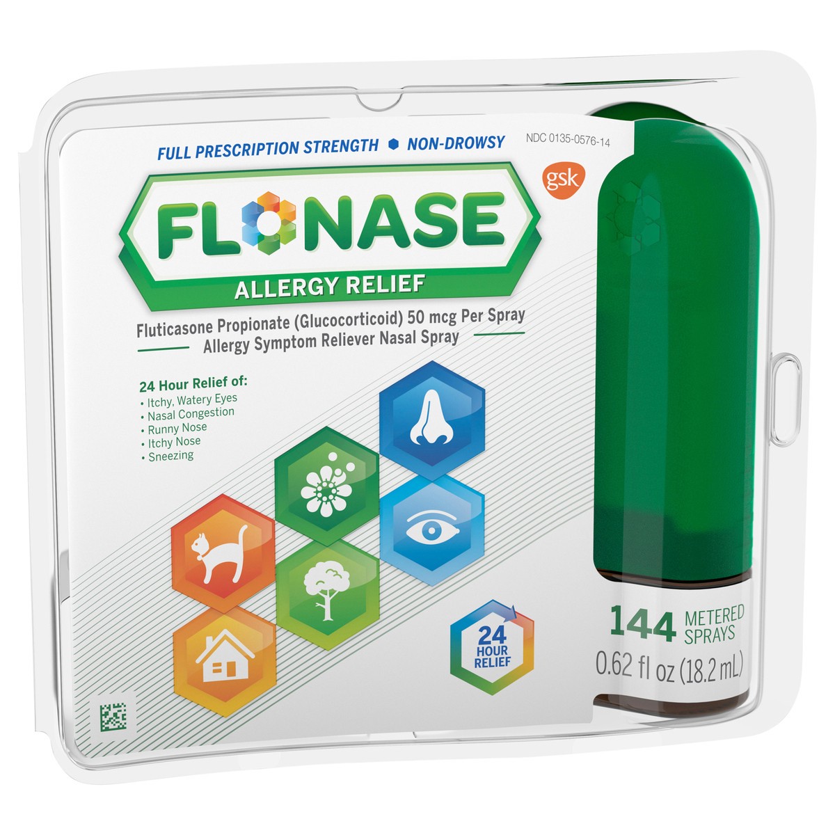 slide 3 of 10, Flonase Nondrowsy 24Hour Allergy Relief Nasal Spray, 0.62 fl oz