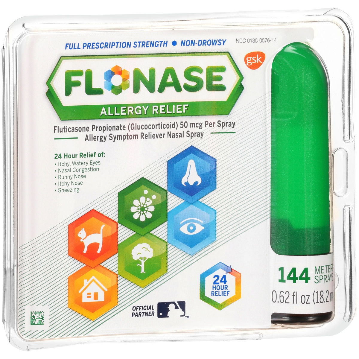 slide 2 of 10, Flonase Full Prescription Strength Non-Drowsy Allergy Reliefoz, 144 ct; 0.62 oz