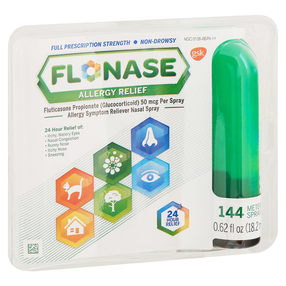 slide 2 of 10, Flonase Full Prescription Strength Non-Drowsy Allergy Relief Nasal Sprayoz, 144 ct; 0.62 oz