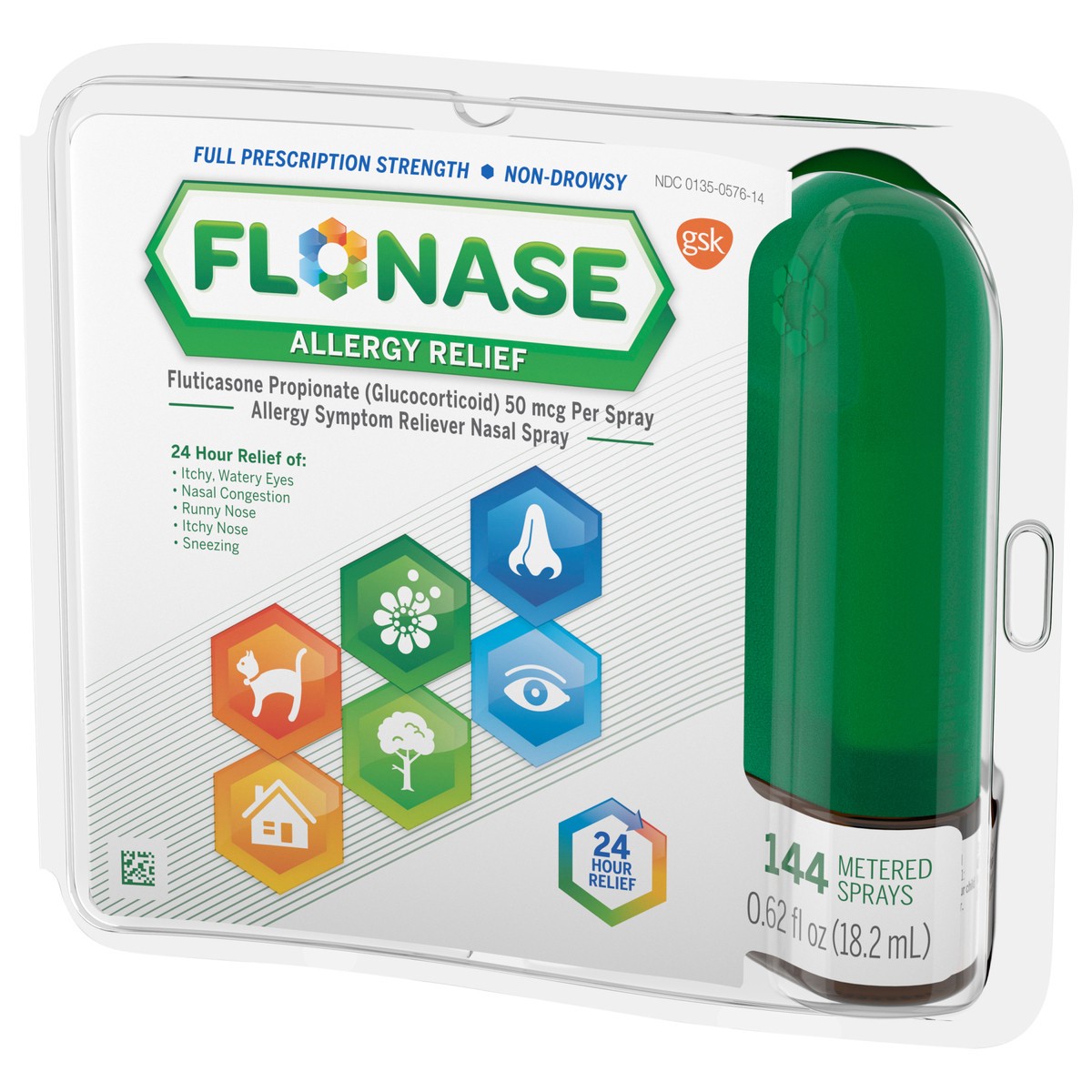 slide 8 of 10, Flonase Nondrowsy 24Hour Allergy Relief Nasal Spray, 0.62 fl oz