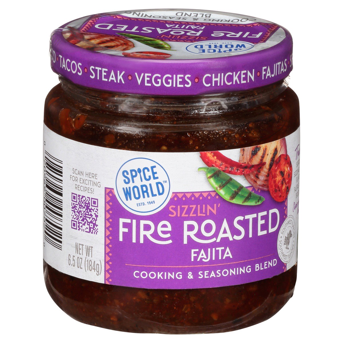 slide 2 of 9, Spice World Sizzlin' Fire Roasted Fajita Cooking & Seasoning Blend 6.5 oz, 6.5 oz