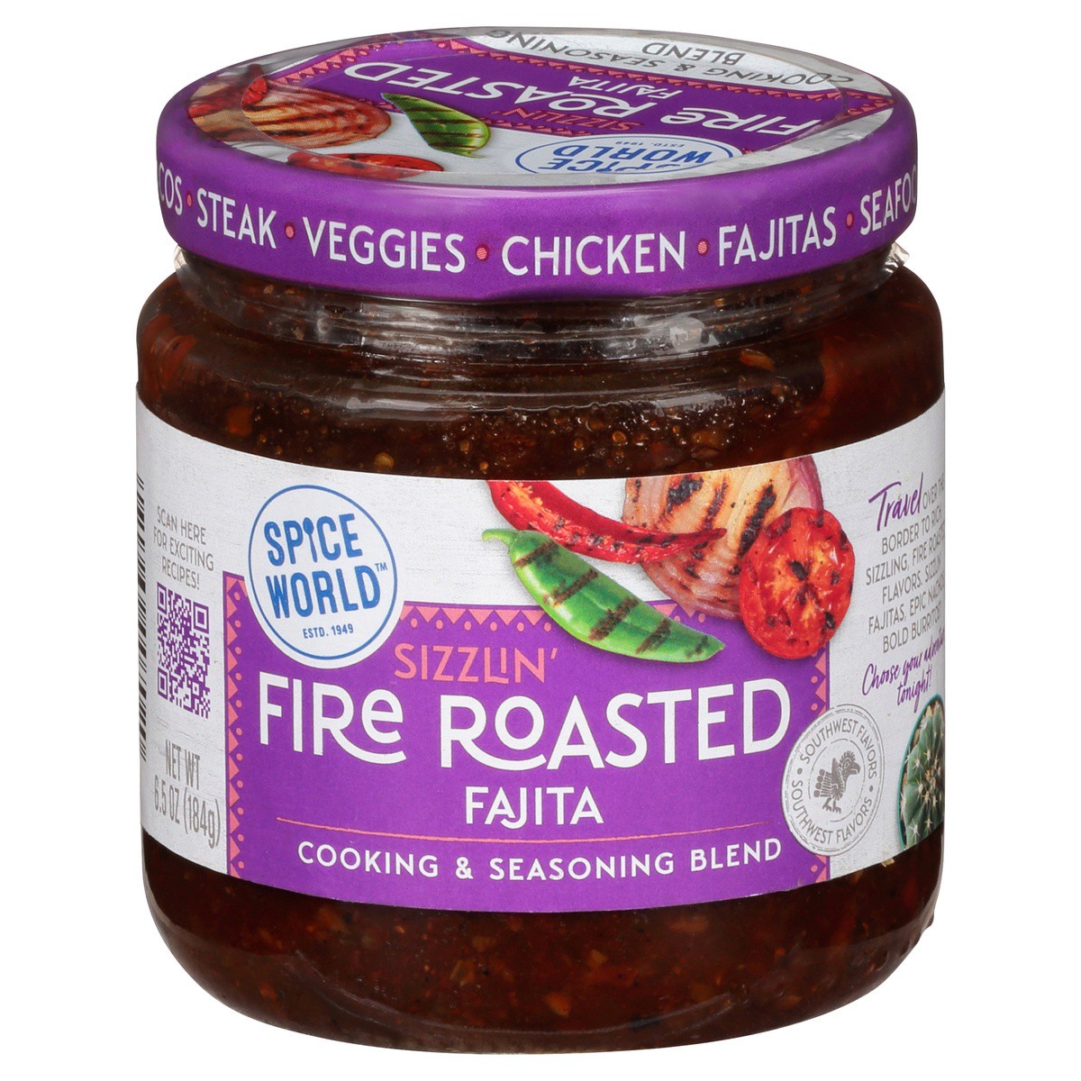 slide 1 of 9, Spice World Sizzlin' Fire Roasted Fajita Cooking & Seasoning Blend 6.5 oz, 6.5 oz