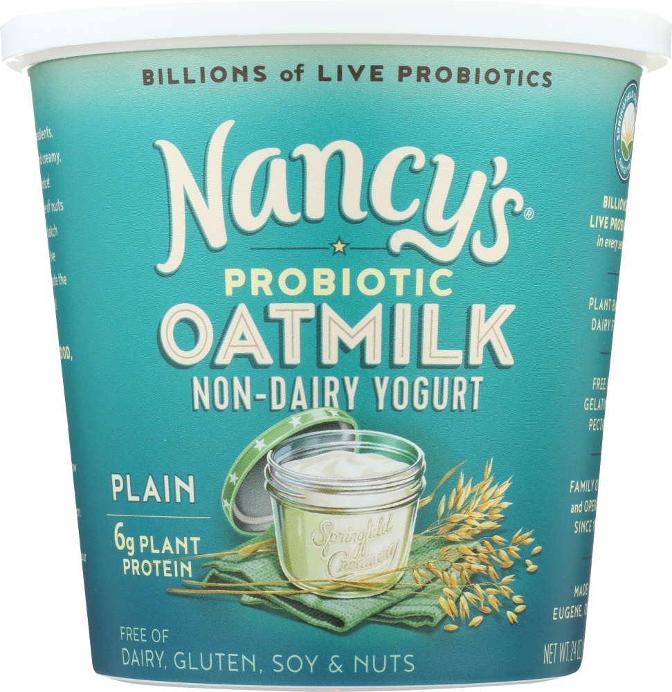 slide 1 of 1, Nancy's Probiotic Oatmilk Non-Dairy Yogurt, Plain, 24 oz