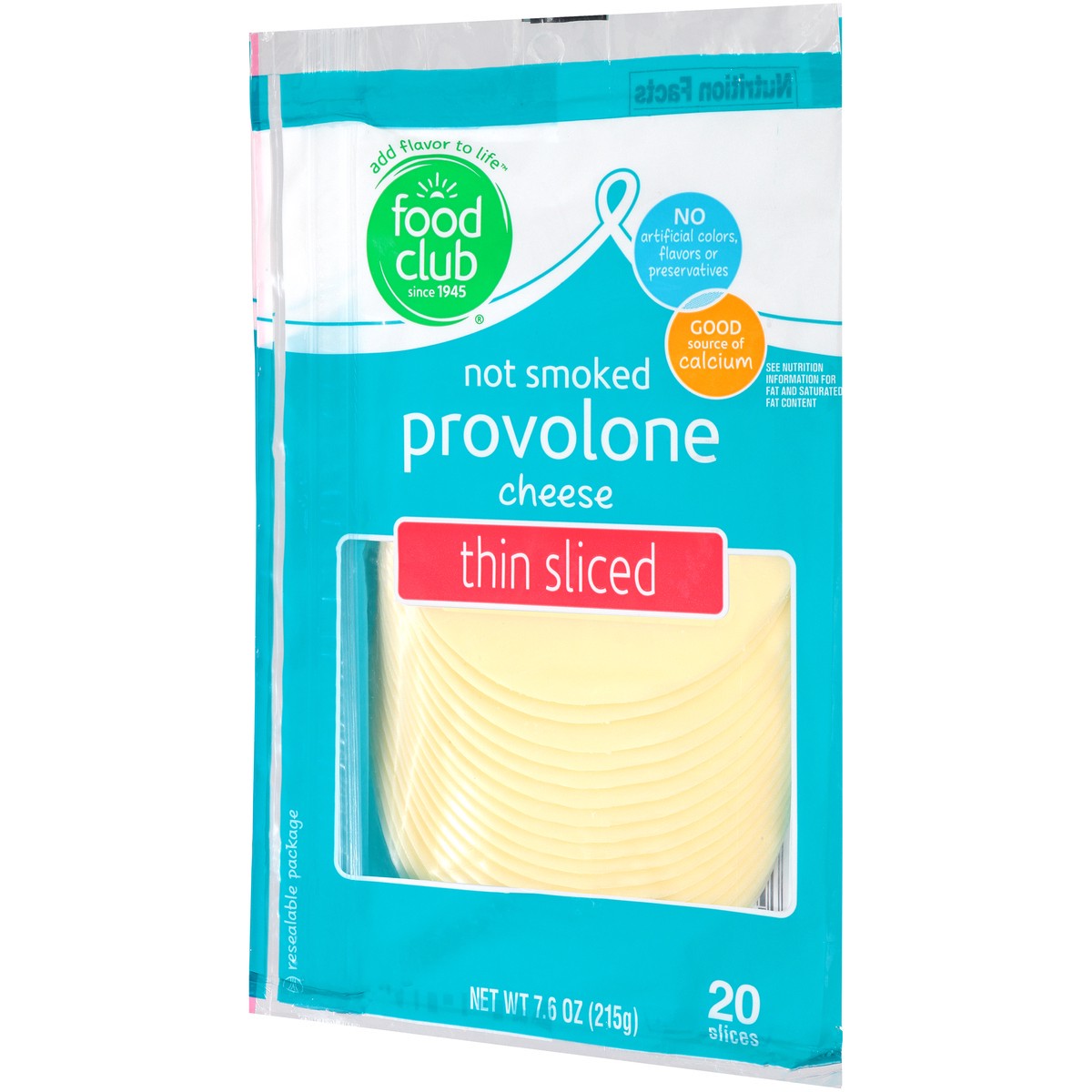 slide 14 of 14, Food Club Not Smoked Provolone Thin Sliced Cheese, 7.6 oz