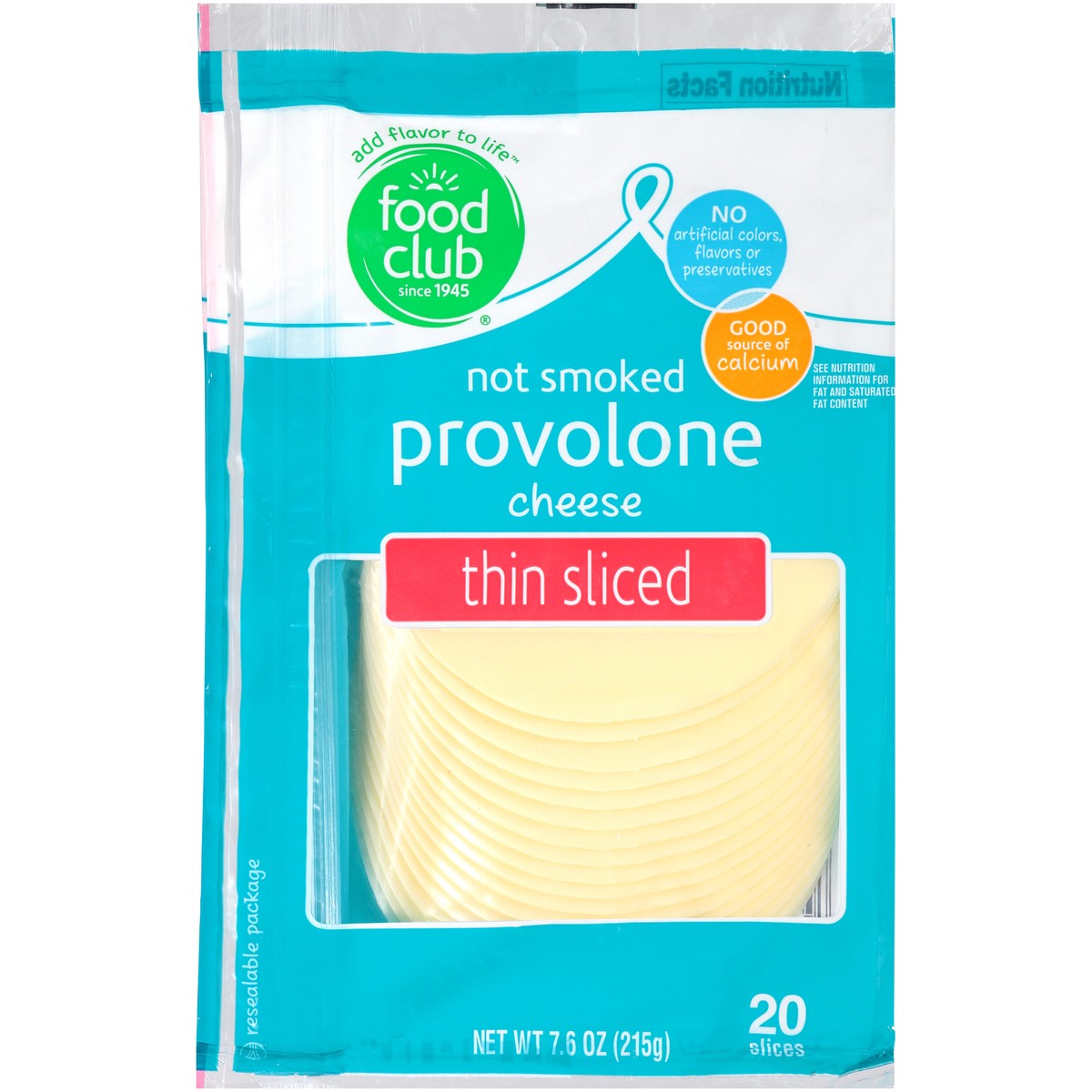 slide 1 of 14, Food Club Not Smoked Provolone Thin Sliced Cheese, 7.6 oz