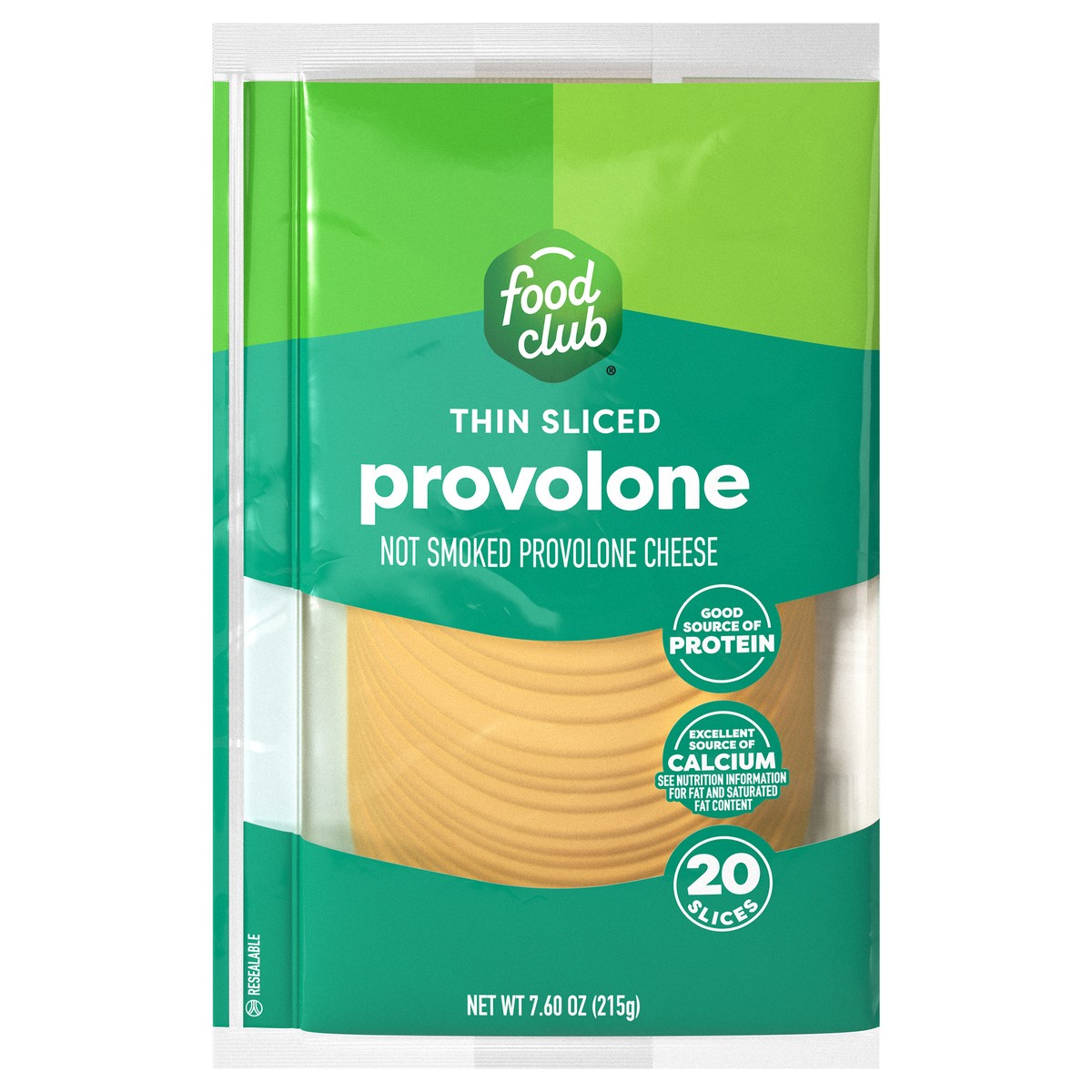 slide 1 of 14, Food Club Thin Sliced Not Smoked Provolone Cheese 20 ea, 7.6 oz