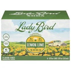 Lady Bird Lemon Lime Soda 12 fl oz Cans