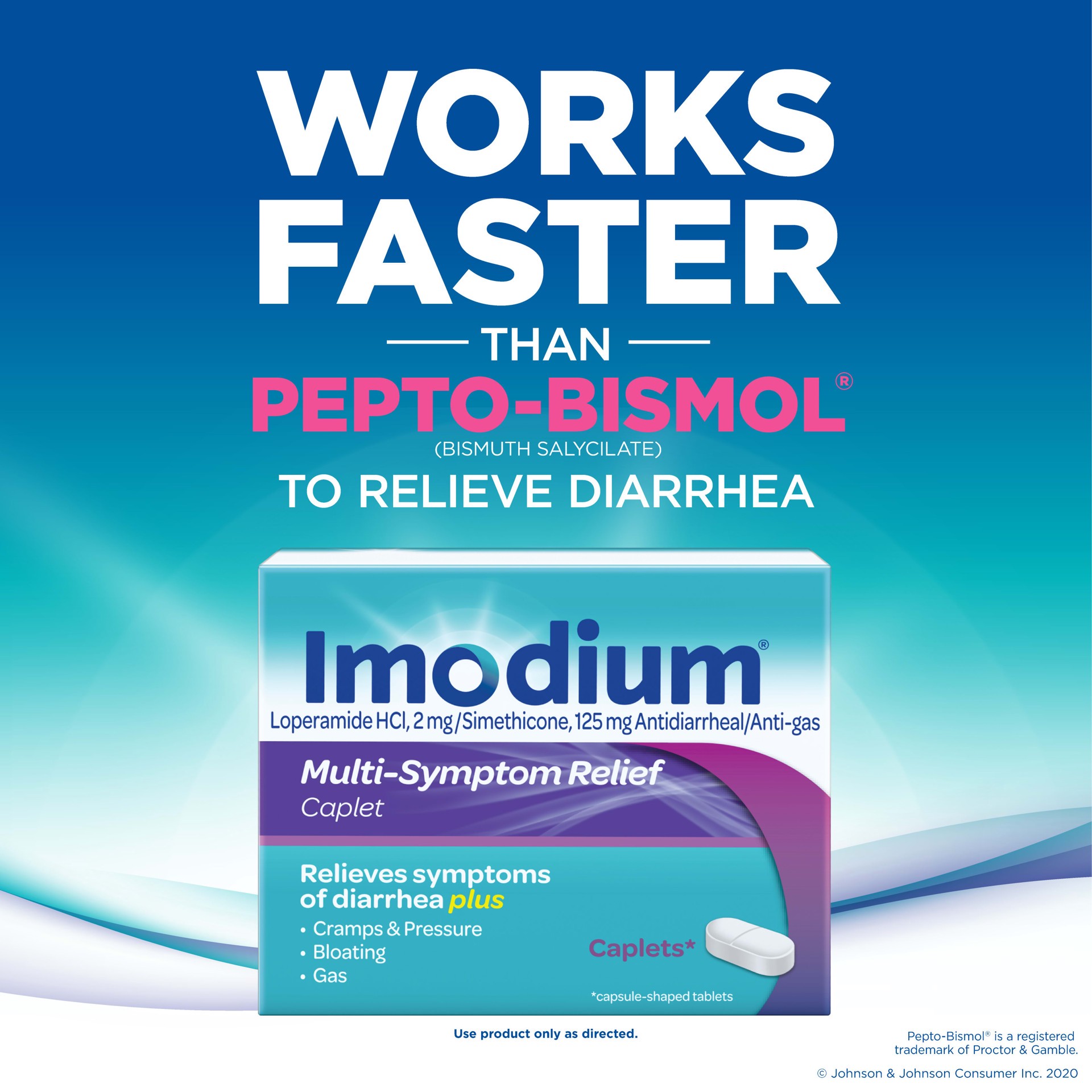 slide 4 of 9, Imodium Multi-Symptom Relief Caplets with Loperamide Hydrochloride and Simethicone, Anti-Diarrheal Medicine for Treatment of Diarrhea, Gas, Bloating, Cramps & Pressure, 12 ct., 12 ct