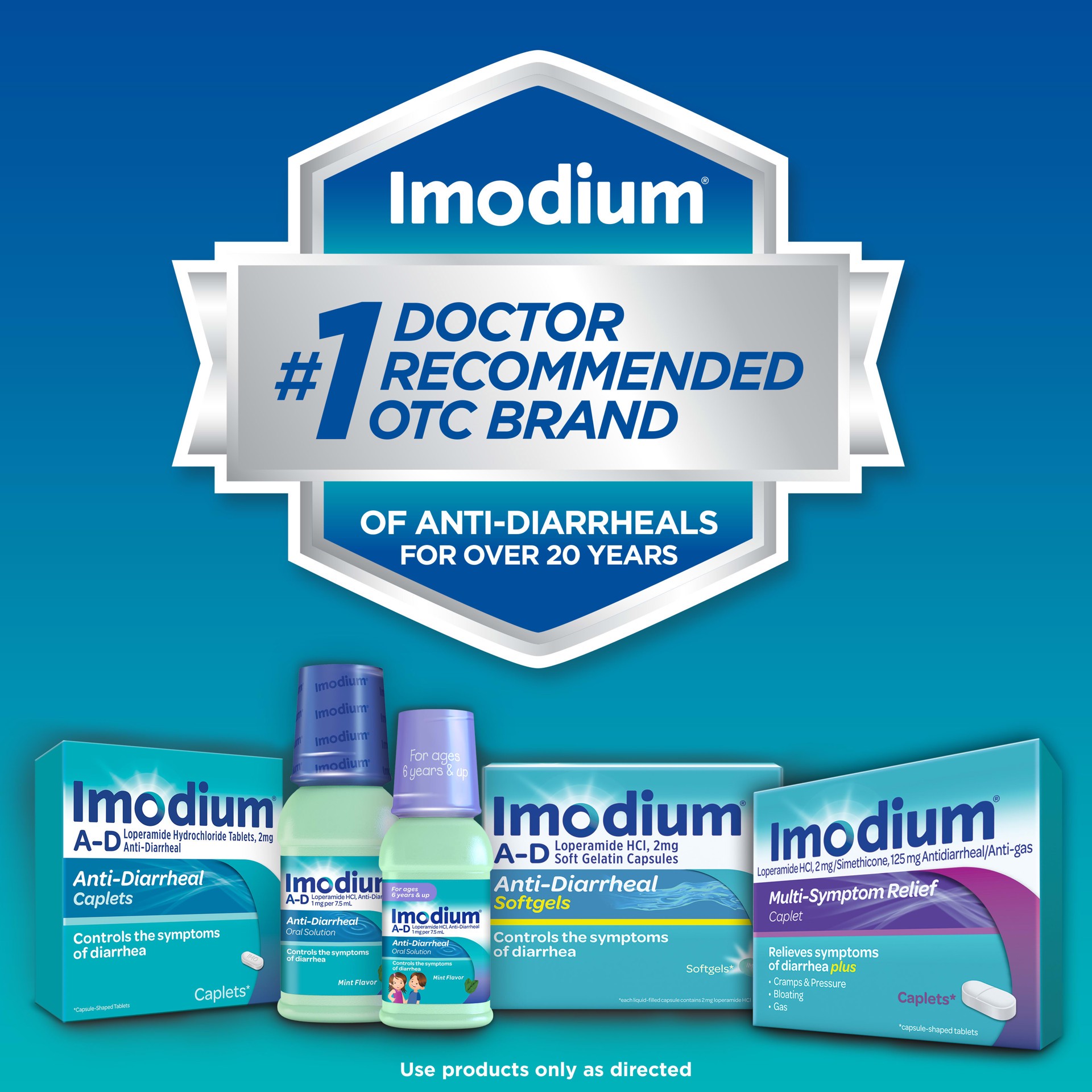 slide 8 of 9, Imodium Multi-Symptom Relief Caplets with Loperamide Hydrochloride and Simethicone, Anti-Diarrheal Medicine for Treatment of Diarrhea, Gas, Bloating, Cramps & Pressure, 12 ct., 12 ct