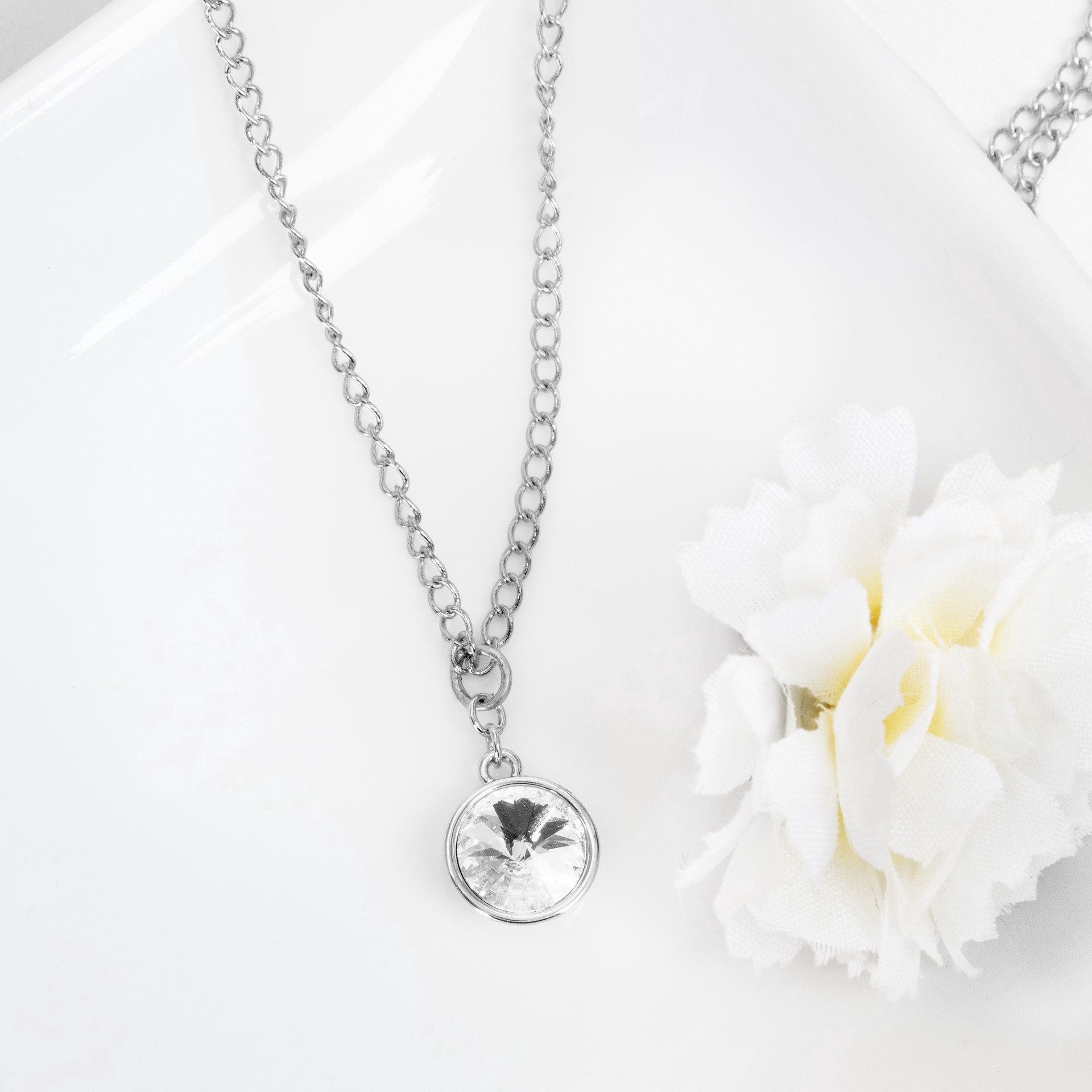 slide 2 of 5, Clear Austrian Crystal Rivoli Cut Charm In Silver Setting By Bead Landing, 4mm x 5mm