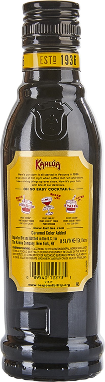 slide 8 of 10, Kahlua Liqueur Kahlua Original Rum and Coffee Liqueur, 200 mL Bottle, 20% ABV, 200 ml