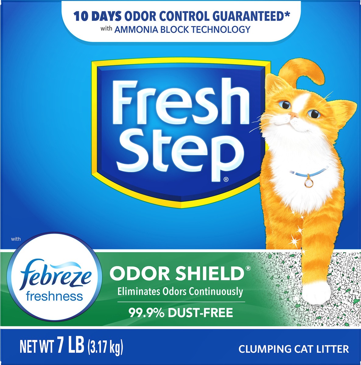 slide 3 of 8, Fresh Step Odor Shield With Febreze Freshness Clumping Cat Litter 7 lb, 7 lb