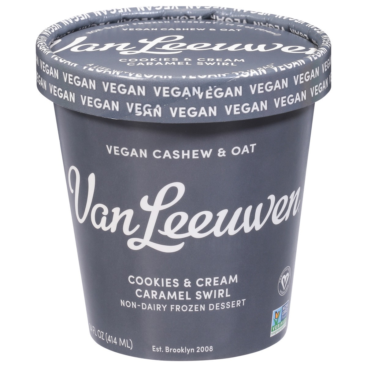 slide 1 of 9, Van Leeuwen Non-Dairy Cookies & Cream Caramel Swirl Frozen Dessert 14 fl oz, 14 fl oz