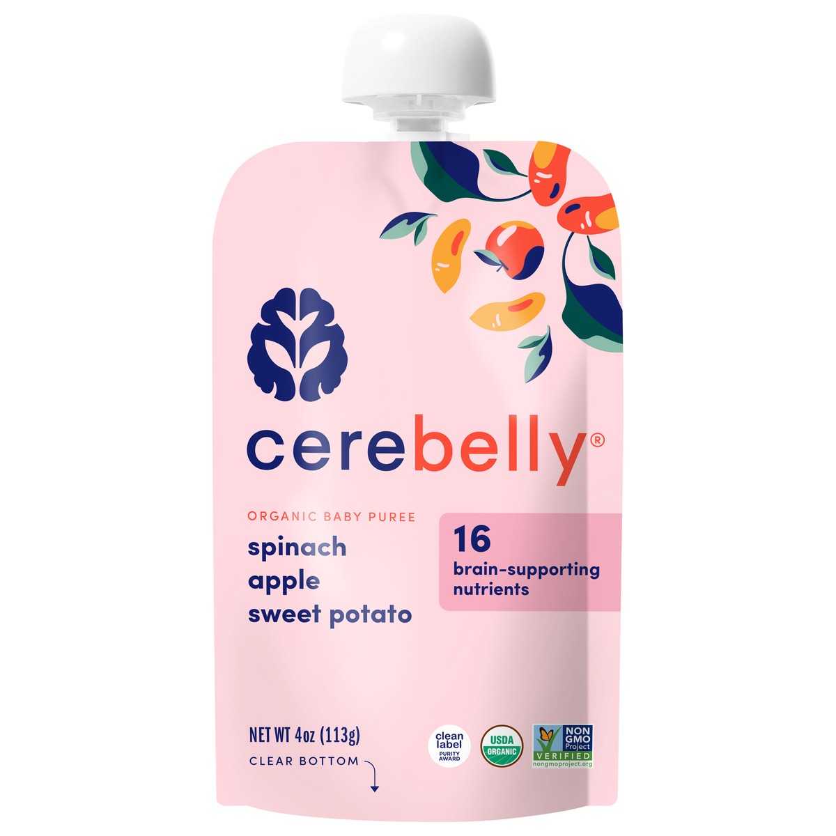 slide 1 of 9, Cerebelly Organic Spinach Apple Sweet Potato 4oz, 1 ct