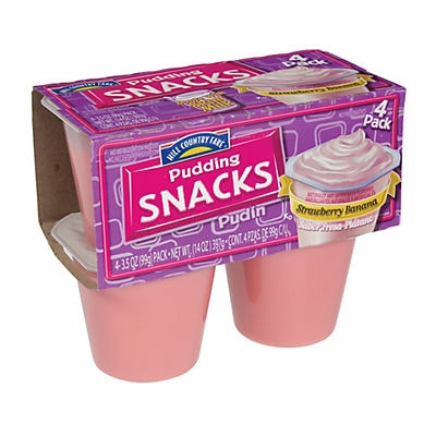 slide 1 of 1, Hill Country Fare Strawberry Banana Pudding Cups, 4 ct; 3.5 oz