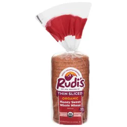 Rudi's Thin Sliced Organic Honey Sweet Whole Wheat Bread 18 oz