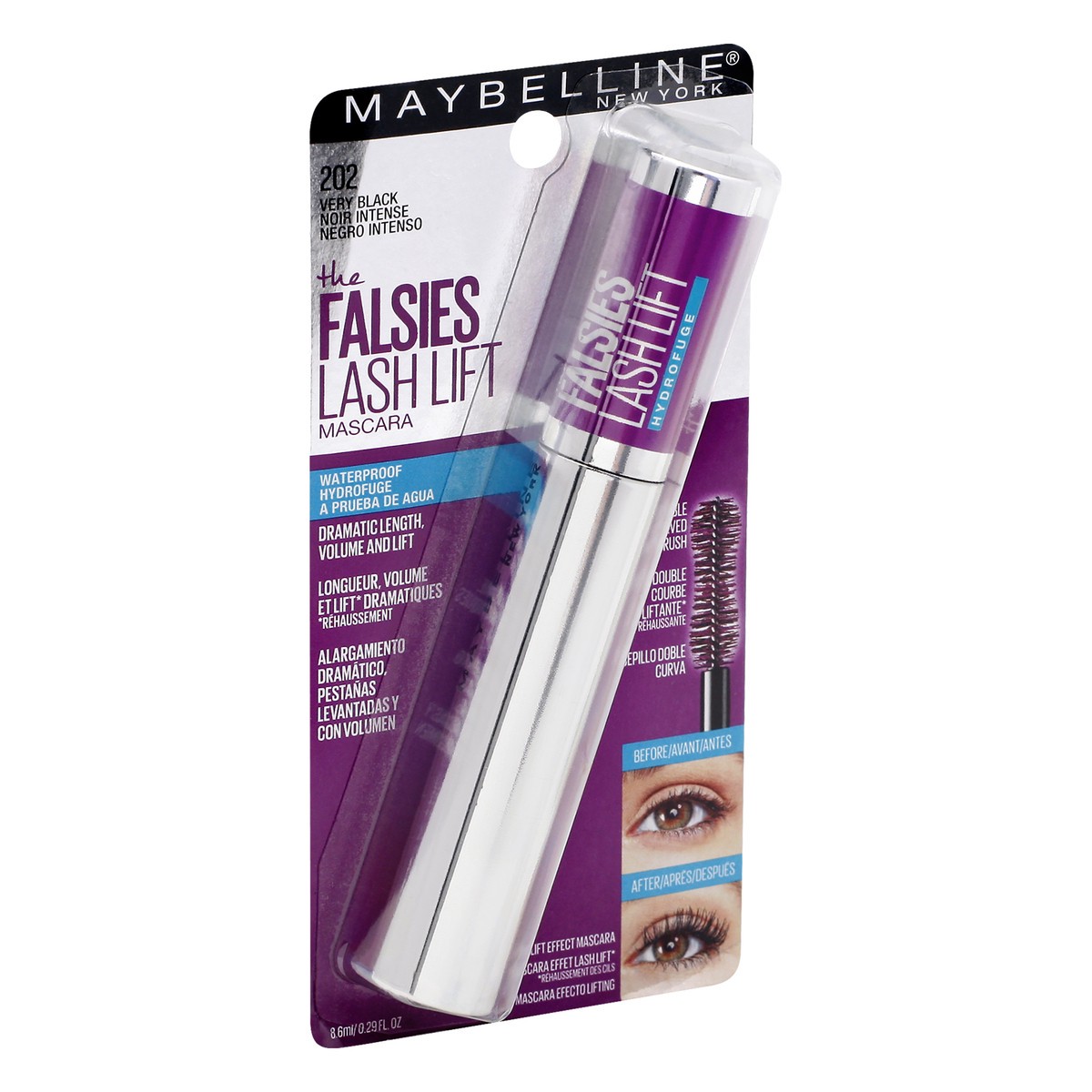 slide 2 of 9, MaybellineFalsies Lash Lift Volumizing and Lengthening Mascara - Waterproof Black - 0.29 fl oz: Dramatic Volume, Fiber-Infused Formula, 0.29 fl oz