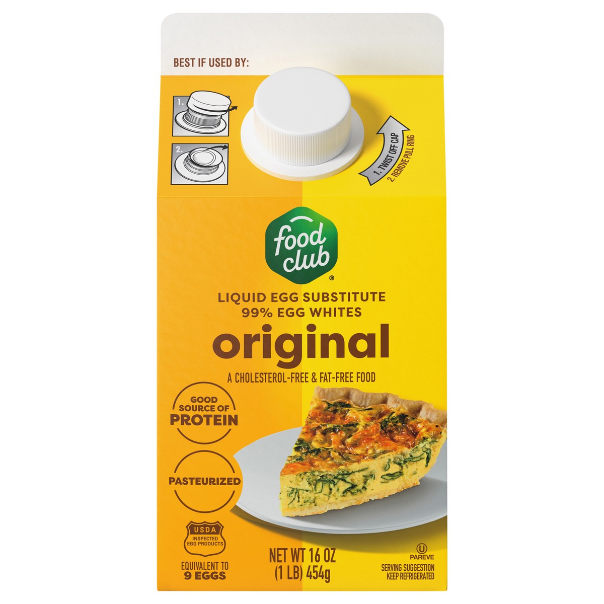 slide 1 of 9, Food Club Original Liquid Egg Substitute 16 oz, 16 oz