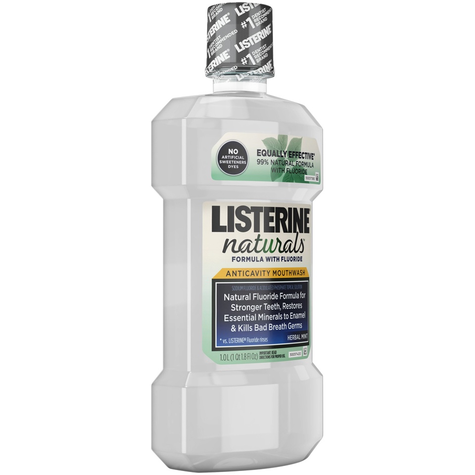 slide 2 of 6, Listerine Naturals Herbal Mint Anticavity Mouthwash, 32.8 oz