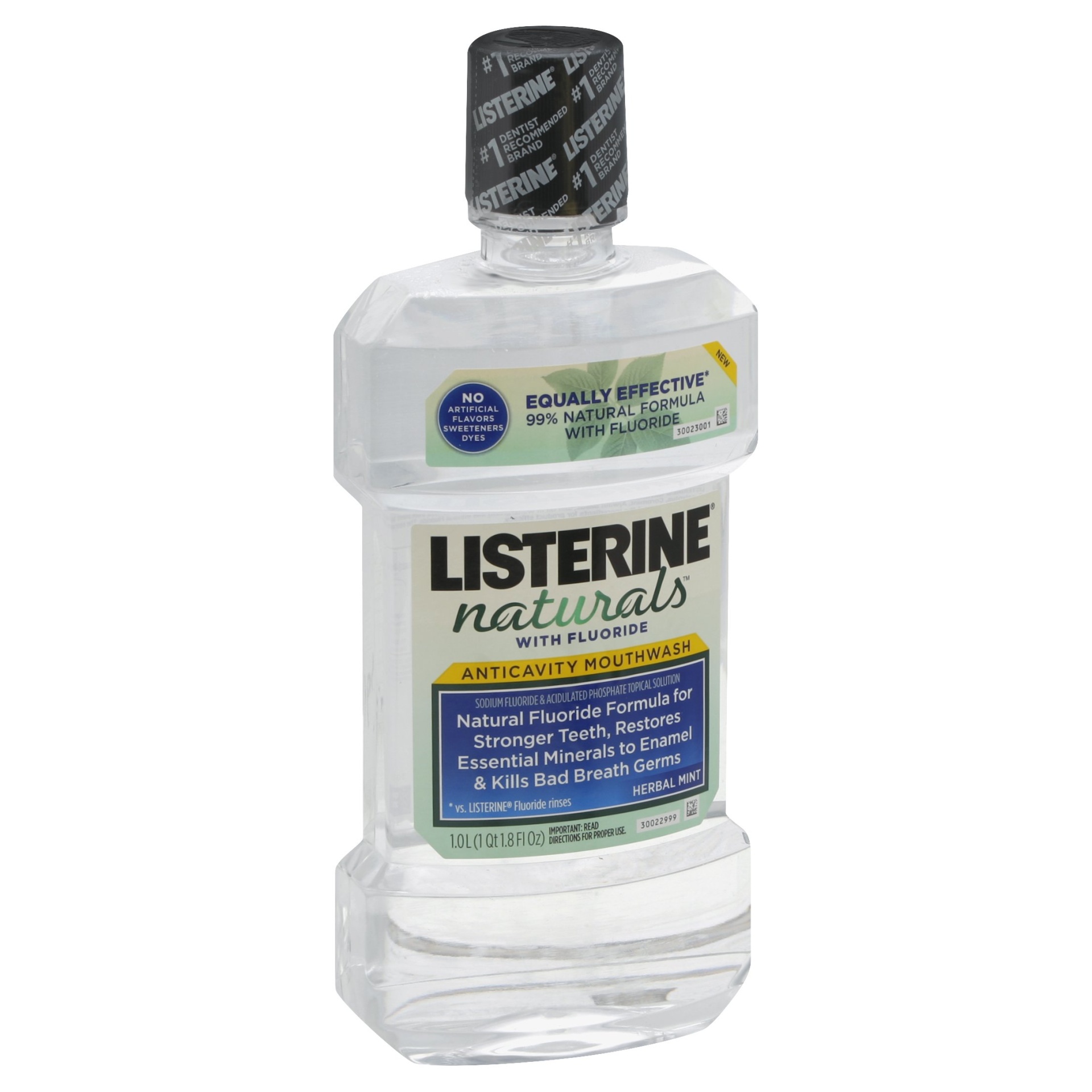 slide 1 of 6, Listerine Naturals Herbal Mint Anticavity Mouthwash, 32.8 oz