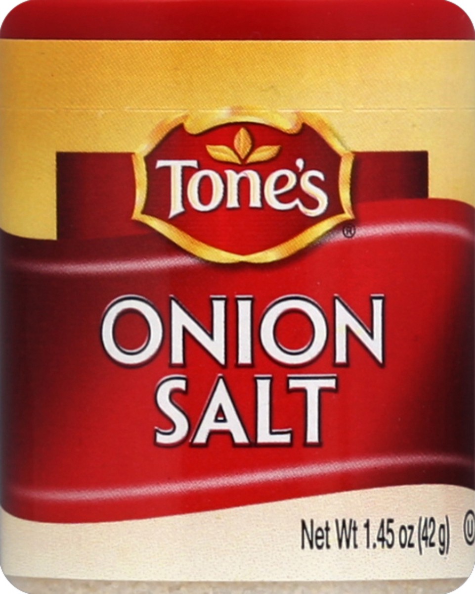 slide 1 of 3, Tone's Onion Salt 1.45 oz, 1.45 oz