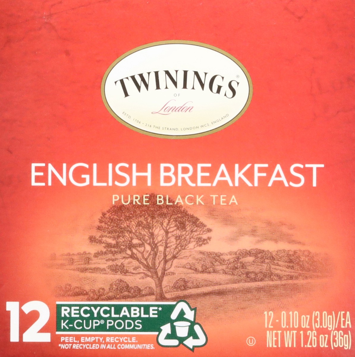 slide 3 of 9, Twinings Pure English Breakfast Black Tea 12 K-Cup Pods, 12 ct