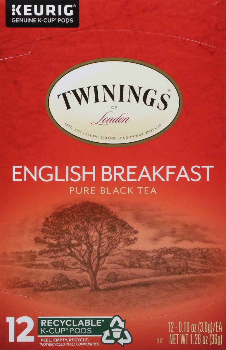 slide 9 of 9, Twinings Pure English Breakfast Black Tea 12 K-Cup Pods, 12 ct