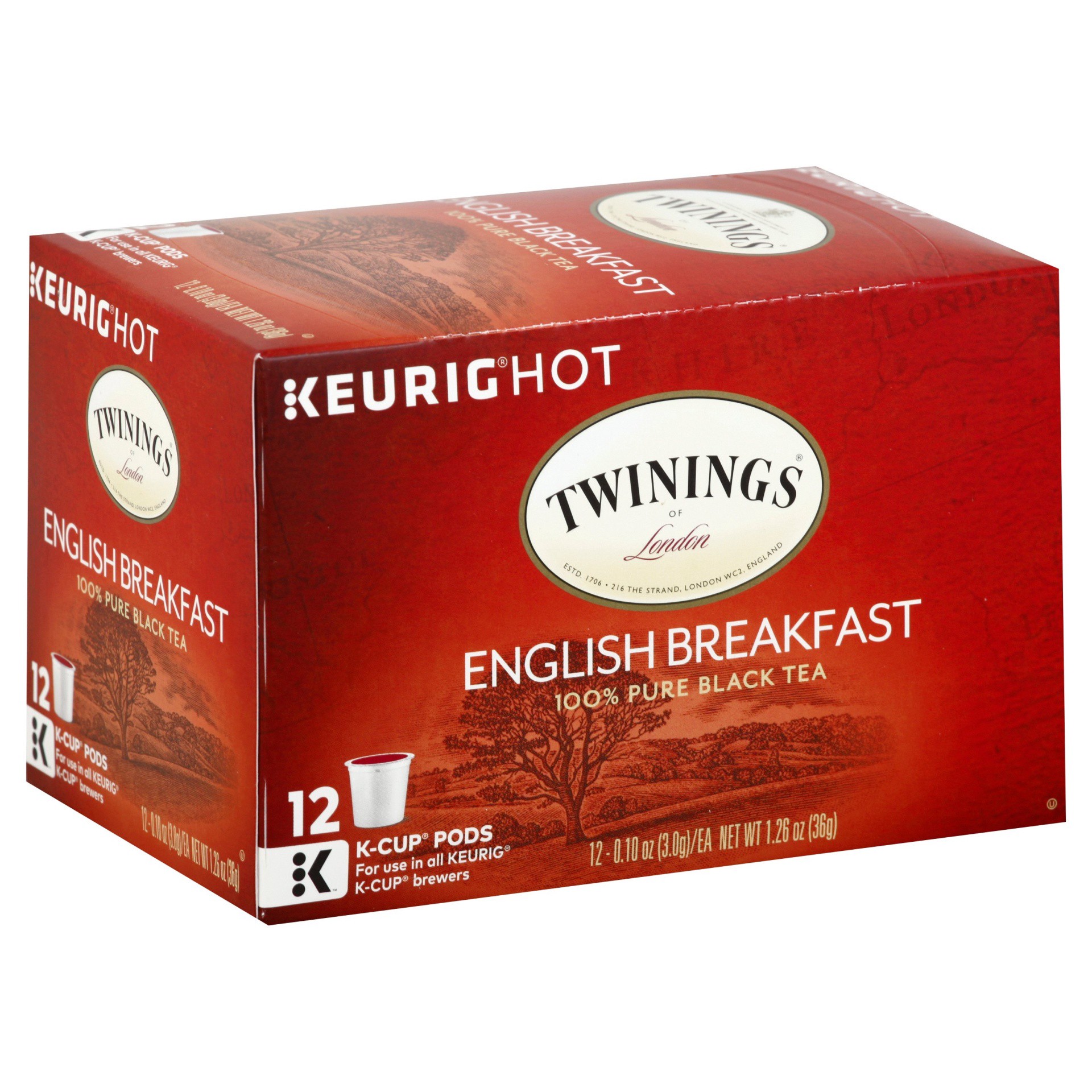 slide 1 of 9, Twinings Pure English Breakfast Black Tea 12 K-Cup Pods, 12 ct