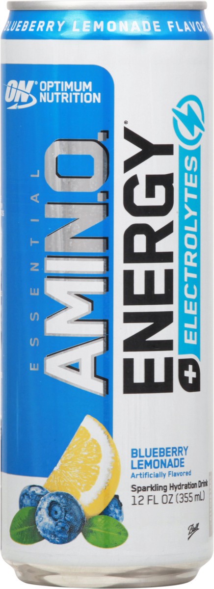 slide 7 of 9, Optimum Nutrition Essential Amin.o. Energy Energy + Hydration Blueberry Lemonade Sparkling Hydration Drink 12 fl oz, 12 oz