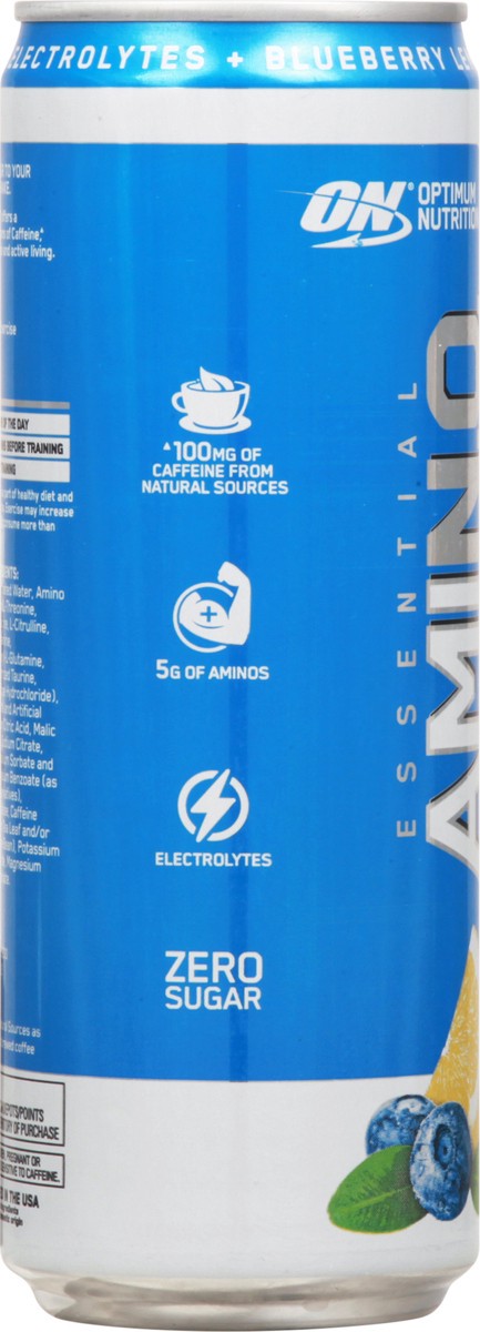 slide 3 of 9, Optimum Nutrition Essential Amin.o. Energy Energy + Hydration Blueberry Lemonade Sparkling Hydration Drink 12 fl oz, 12 oz