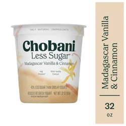 Chobani Yogurt, Greek, Less Sugar, Madagascar Vanilla & Cinnamon