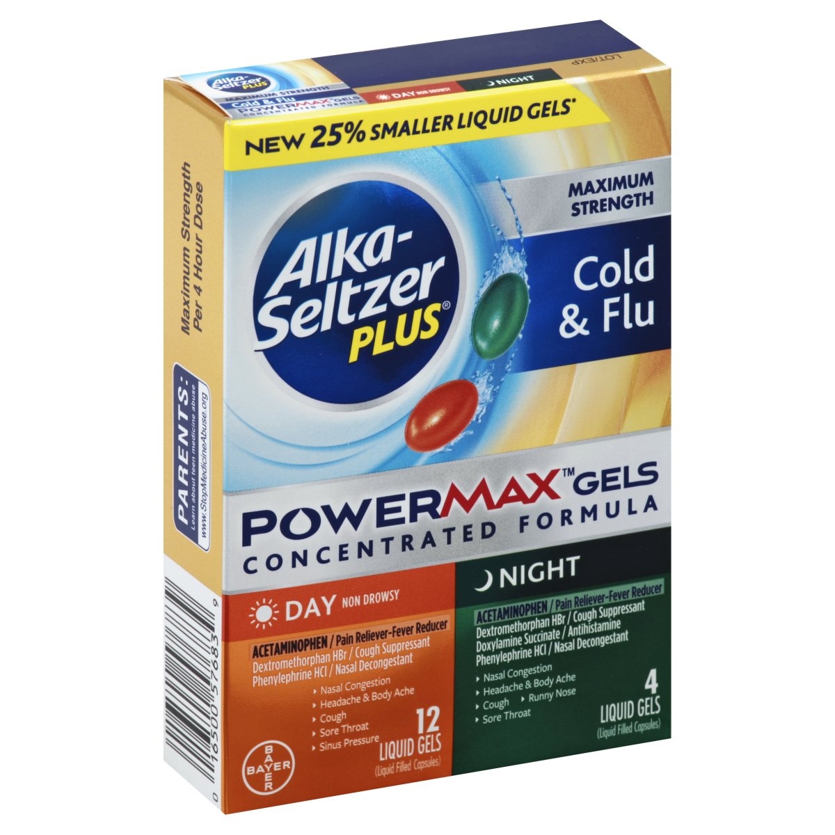 slide 1 of 1, Alka-Seltzer Plus Powermax Gels Maximum Strength Cold & Flu Day & Night, 16 ct