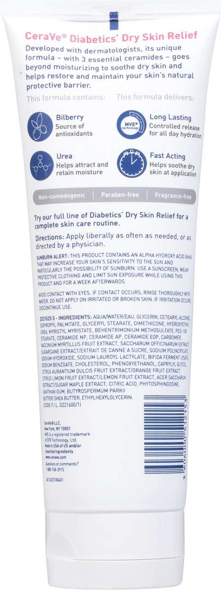 slide 9 of 10, CeraVe 48 Hr Diabetics Dry Skin Relief Moisturizing Cream 8 fl oz, 8 fl oz