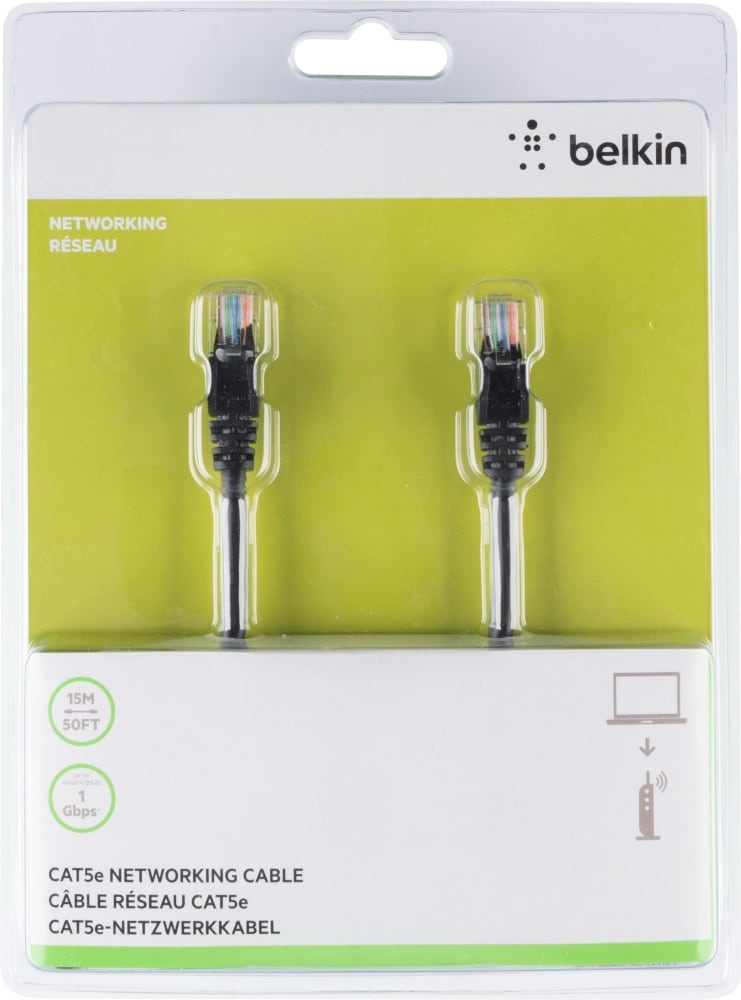 slide 1 of 1, Belkin Cat5E Ethernet Networking Cable - Black, 50 ft