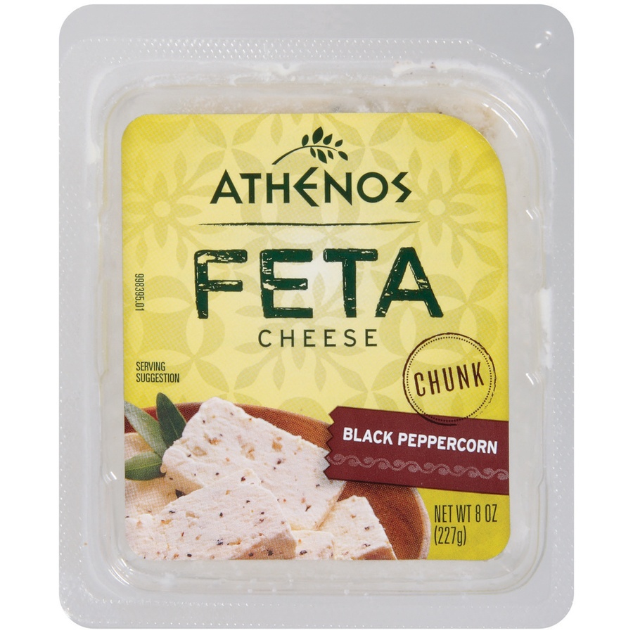 slide 1 of 1, Athenos Cheese Chunk, Feta with Black Peppercorn, 8 oz