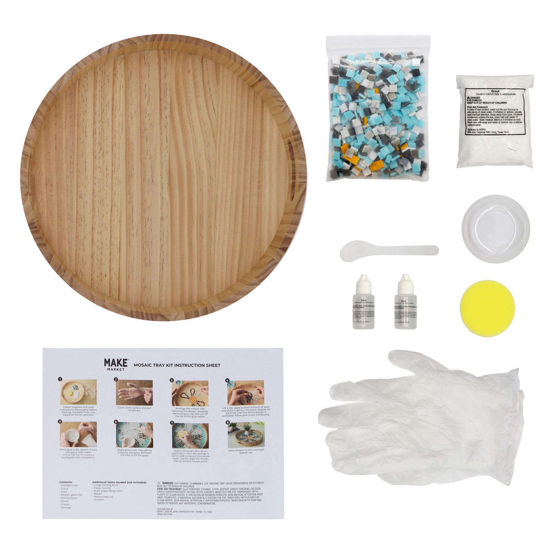 slide 2 of 4, 14" Round Daisy Mosaic Tray Kit By Make Market, 14 in