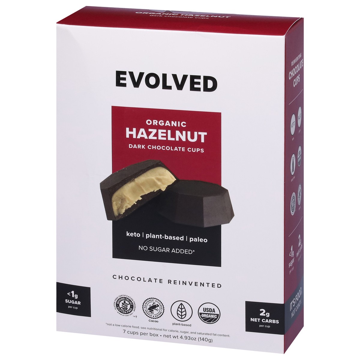 slide 2 of 9, Evolved Choc Cups Choc Keto Hazelnut, 4.93 oz