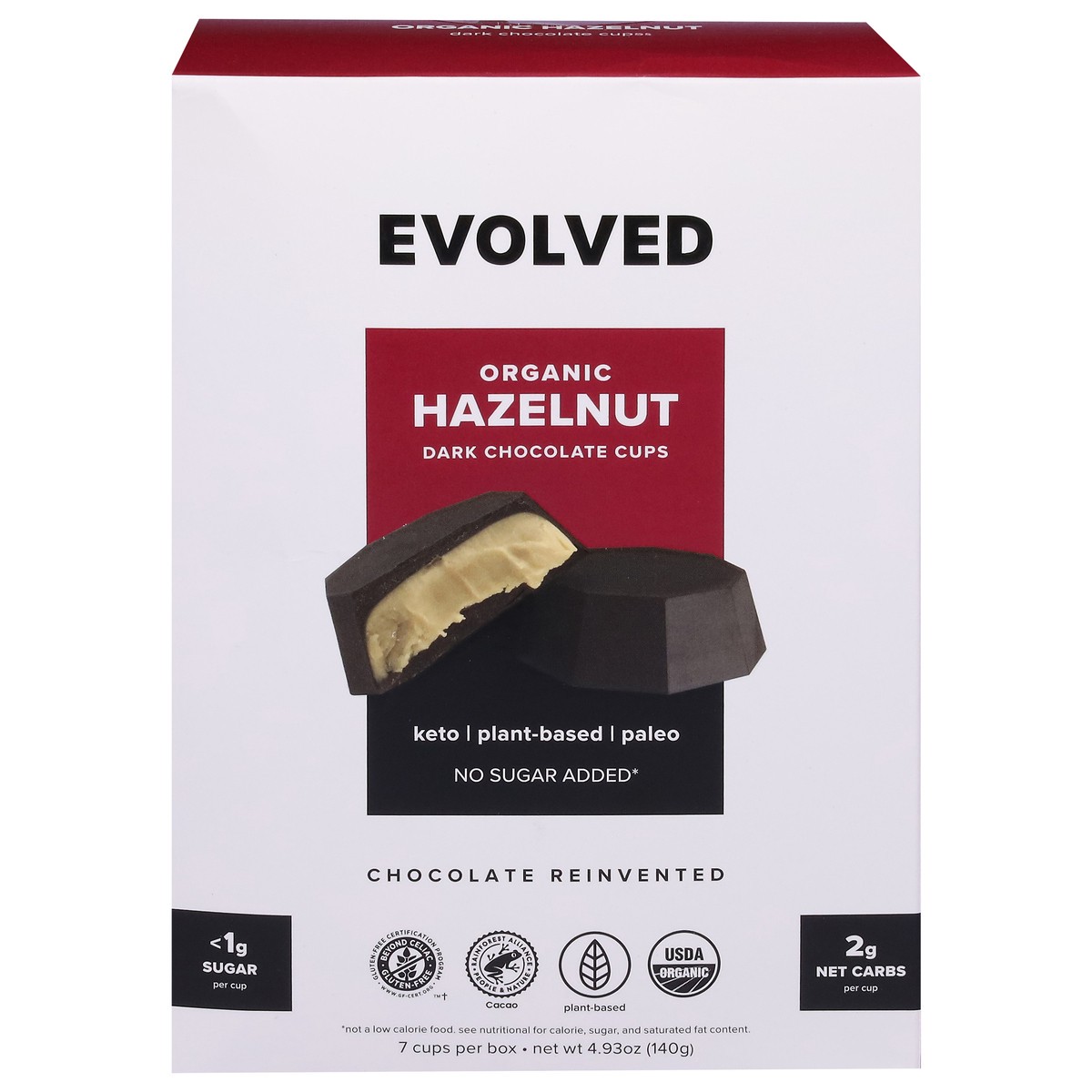 slide 1 of 9, Evolved Choc Cups Choc Keto Hazelnut, 4.93 oz