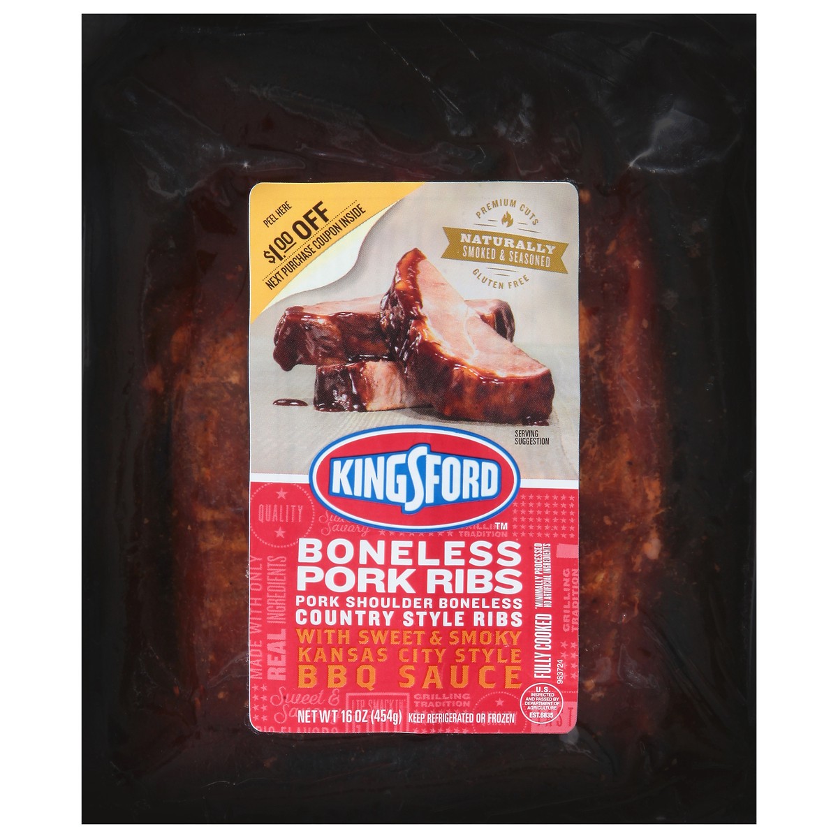 slide 2 of 14, Kingsford Boneless Country Style Pork Ribs 16 oz, 16 oz