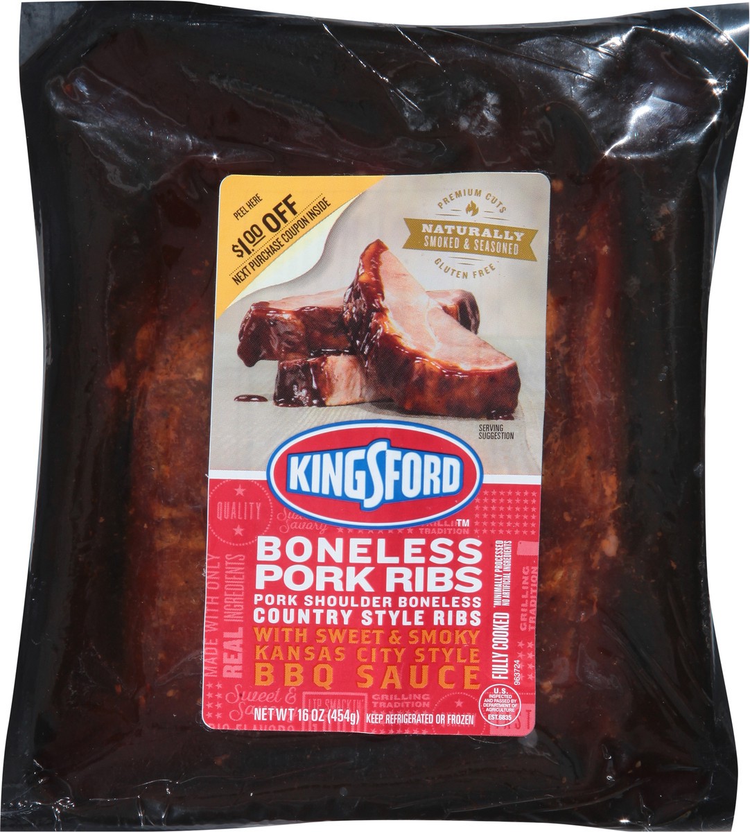 slide 12 of 14, Kingsford Boneless Country Style Pork Ribs 16 oz, 16 oz